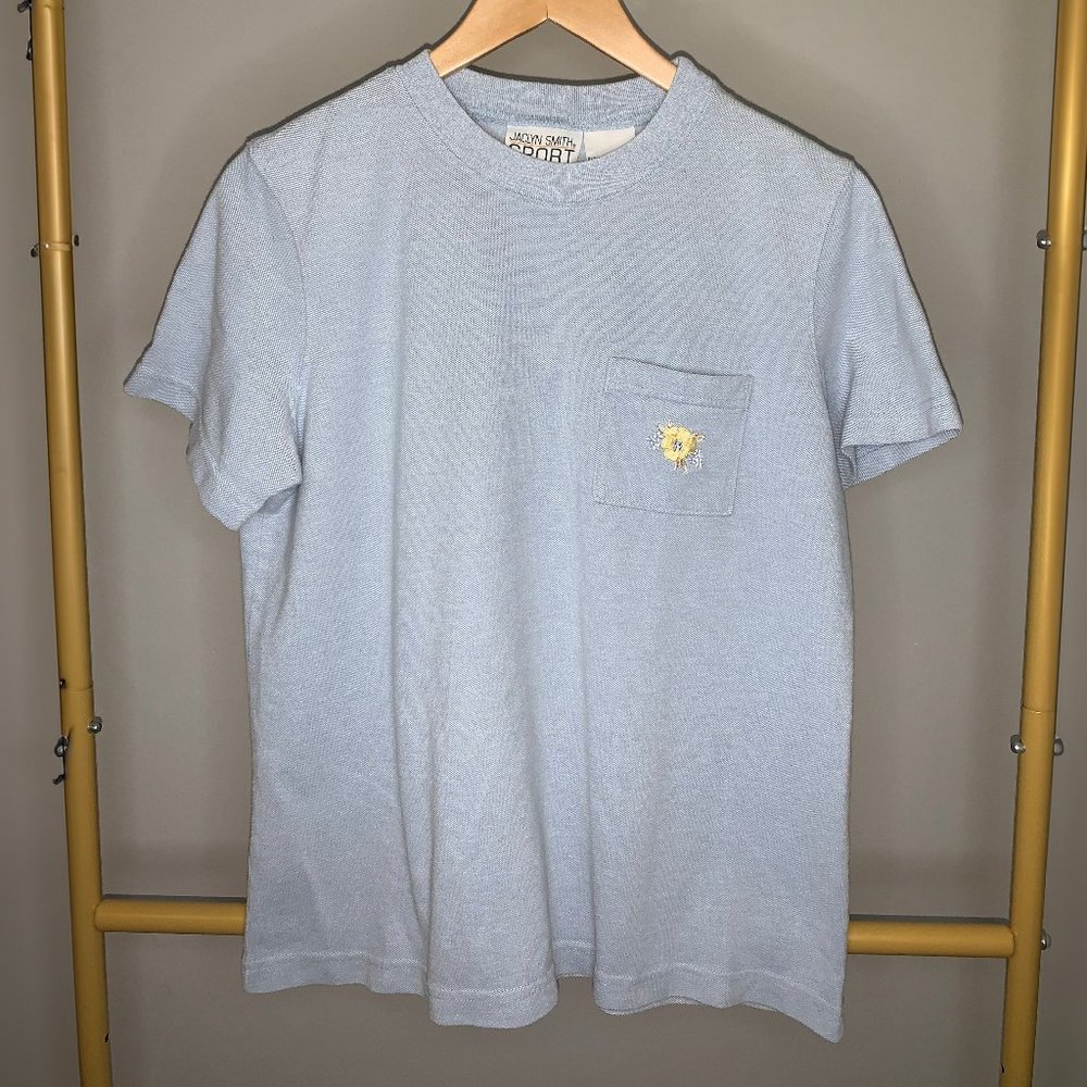 Vintage Floral Embroidered Pocket T-Shirt Tee